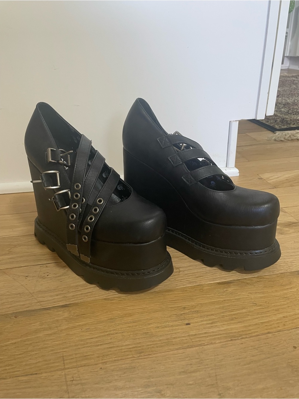 Dolls Kill Black Strappy Platform Mary Jane Heels - Picture 2 of 5